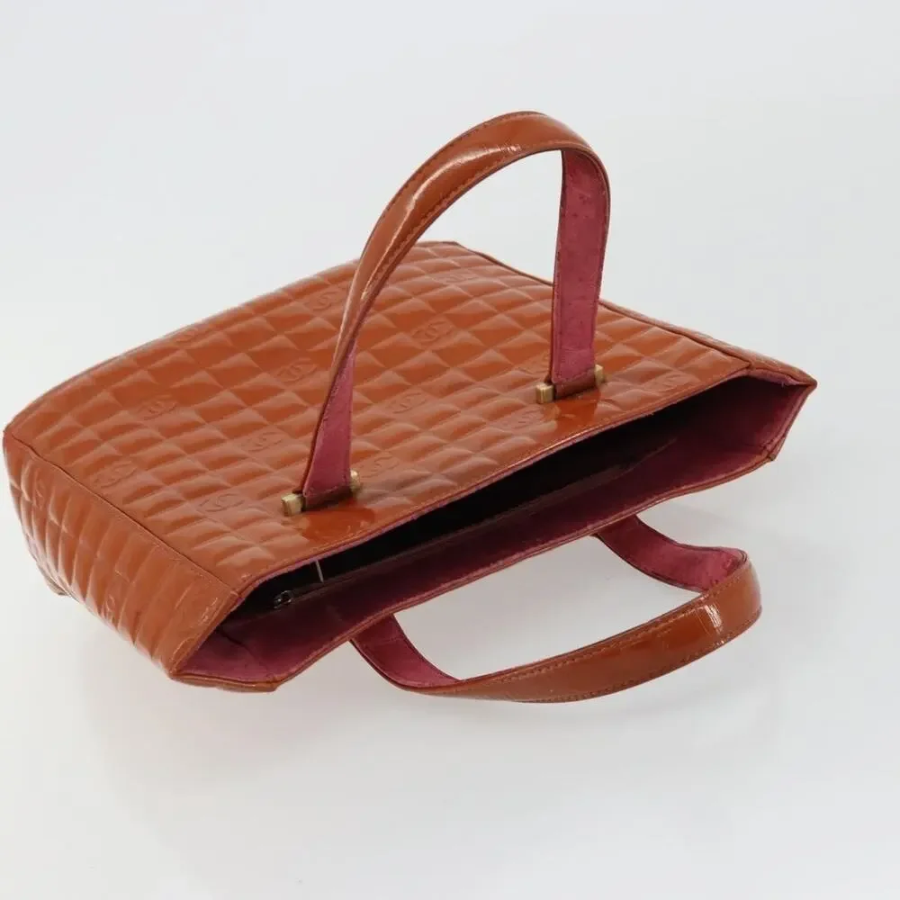 Chanel Patent Leather Choco Bar Handbag Orange